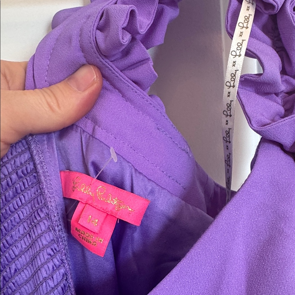 Lilly Pulitzer Zima Sleeveless Lavender Ruffle-Strap Jumpsuit 14 - Picture 6 of 10